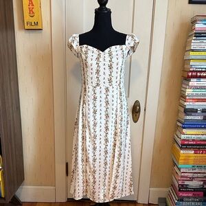 Commense Ivory Floral Midi Dress